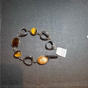 Lia Sophia Tiger Eye silver tone bracelet NWT